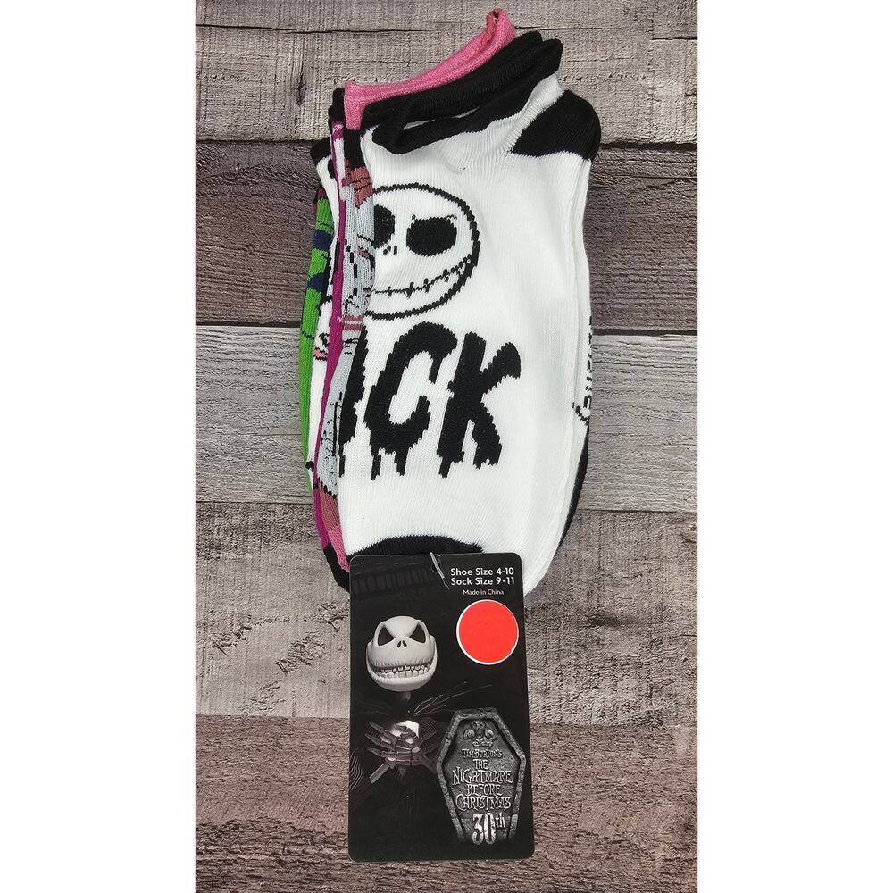 6 Pair DISNEY NIGHTMARE BEFORE CHRISTMAS Ankle SOCKS Size 4-10 Unisex